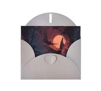 Biglietti di auguri in carta perlescente grigia 10,2 x 15,2 cm, motivo: pipistrelli YYHHAOFA al buio, per Natale, compleanno, anniversario di matrimonio e inviti per feste