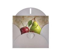 Biglietti di auguri in carta perlescente grigia 10,2 x 15,2 cm, motivo YYHHAOFA ciliegie e pere, per Natale, compleanno, anniversario di matrimonio e inviti per feste