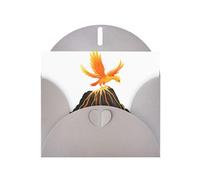 Biglietti di auguri in carta perlescente grigia 10,2 x 15,2 cm, motivo YYHHAOFA Phoenix sul vulcano, per Natale, compleanno, anniversario di matrimonio e inviti per feste