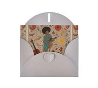 Biglietti di auguri in carta perlescente grigia 10,2 x 15,2 cm, motivo YYHHAOFA Woman che suona la chitarra, per Natale, compleanno, anniversario di matrimonio e inviti per feste