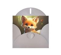 Biglietti di auguri in carta perlescente grigia 10,2 x 15,2 cm YYHHAOFA Cute Baby Fox per Natale, compleanno, anniversario di matrimonio e inviti per feste