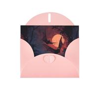 Biglietti di auguri in carta perlescente rosa 10,2 x 15,2 cm, motivo: pipistrelli YYHHAOFA al buio, per Natale, compleanno, anniversario di matrimonio e inviti per feste