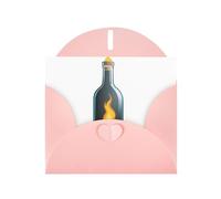 Biglietti di auguri in carta perlescente rosa 10,2 x 15,2 cm, motivo YYHHAOFA Flame in una bottiglia di vetro, per Natale, compleanno, anniversario di matrimonio e inviti per feste