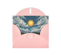 Biglietti di auguri in carta perlescente rosa 10,2 x 15,2 cm, motivo YYHHAOFA Il sole nel cielo, per Natale, compleanno, anniversario di matrimonio e inviti per feste