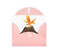 Biglietti di auguri in carta perlescente rosa 10,2 x 15,2 cm, motivo YYHHAOFA Phoenix sul vulcano, per Natale, compleanno, anniversario di matrimonio e inviti per feste