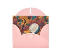 Biglietti di auguri in carta perlescente rosa 10,2 x 15,2 cm YYHHAOFA Cartoon Music Ocean per Natale, compleanno, anniversario di matrimonio e inviti per feste