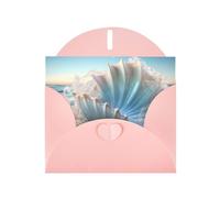 Biglietti di auguri in carta perlescente rosa 10,2 x 15,2 cm YYHHAOFA Ocean Wave conchiglia per Natale, compleanno, anniversario di matrimonio e inviti per feste
