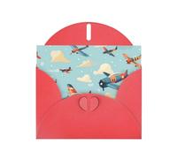 Biglietti di auguri in carta perlescente rossa 10,2 x 15,2 cm, motivo aereo della guerra mondiale YYHHAOFA per Natale, compleanno, anniversario di matrimonio e inviti per feste