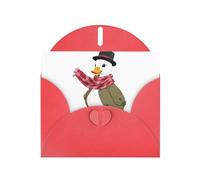 Biglietti di auguri in carta perlescente rossa 10,2 x 15,2 cm, motivo YYHHAOFA Duck che soffia nel vento, per Natale, compleanno, anniversario di matrimonio e inviti per feste