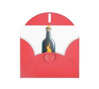 Biglietti di auguri in carta perlescente rossa 10,2 x 15,2 cm, motivo YYHHAOFA Flame in una bottiglia di vetro, per Natale, compleanno, anniversario di matrimonio e inviti per feste
