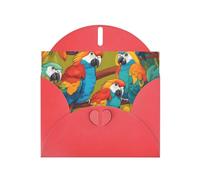 Biglietti di auguri in carta perlescente rossa 10,2 x 15,2 cm YYHHAOFA due pappagalli colorati per Natale, compleanno, anniversario di matrimonio e inviti per feste