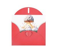 Biglietti di auguri in carta perlescente rossa 10,2 x 15,2 cm YYHHAOFA Explosion con funghi nuvole per Natale, compleanno, anniversario di matrimonio e inviti per feste
