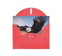 Biglietti di auguri in carta perlescente rossa 10,2 x 15,2 cm YYHHAOFA Mighty Bald Eagle per Natale, compleanno, anniversario di matrimonio e inviti per feste