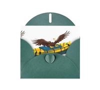 Biglietti di auguri in carta perlescente verde scuro 10,2 x 15,2 cm, motivo: aquila YYHHAOFA su un gommone per Natale, compleanno, anniversario di matrimonio e inviti per feste