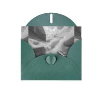 Biglietti di auguri in carta perlescente verde scuro 10,2 x 15,2 cm, motivo: edifici YYHHAOFA tra le nuvole, per Natale, compleanno, anniversario di matrimonio e inviti per feste