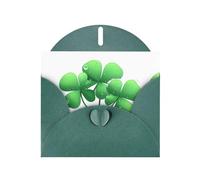 Biglietti di auguri in carta perlescente verde scuro 10,2 x 15,2 cm, motivo: gocce di pioggia YYHHAOFA su trifoglio, per Natale, compleanno, anniversario di matrimonio e inviti per feste