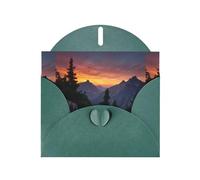 Biglietti di auguri in carta perlescente verde scuro 10,2 x 15,2 cm, motivo YYHHAOFA La luce del mattino in montagna, per Natale, compleanno, anniversario di matrimonio e inviti per feste