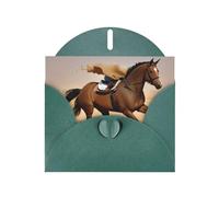 Biglietti di auguri in carta perlescente verde scuro 10,2 x 15,2 cm YYHHAOFA cavallo che corre nel deserto e tempesta di sabbia, biglietti di auguri per Natale, compleanno, anniversario di matrimonio