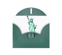 Biglietti di auguri in carta perlescente verde scuro 10,2 x 15,2 cm YYHHAOFA colorato statua della Regina Liberty biglietti di auguri per Natale, compleanno, anniversario di matrimonio e inviti per