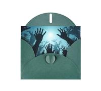 Biglietti di auguri in carta perlescente verde scuro 10,2 x 15,2 cm YYHHAOFA Deep Woods Monster Hand Pattern per Natale, compleanno, anniversario di matrimonio e inviti per feste