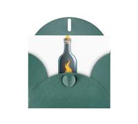 Biglietti di auguri in carta perlescente verde scuro 10,2 x 15,2 cm YYHHAOFA Flame in una bottiglia di vetro modello biglietti di auguri per Natale, compleanno, anniversario di matrimonio e inviti per