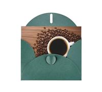Biglietti di auguri in carta perlescente verde scuro 10,2 x 15,2 cm, YYHHAOFA Hot Coffee con motivo a chicchi di caffè, biglietti di auguri per Natale, compleanno, anniversario di matrimonio e inviti