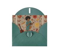 Biglietti di auguri in carta perlescente verde scuro 10,2 x 15,2 cm YYHHAOFA Woman che suona la chitarra, biglietti di auguri per Natale, compleanno, anniversario di matrimonio e inviti per feste