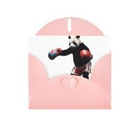 Biglietti di auguri in carta rosa perlescente con motivo panda che pratica il kung fu, 15 x 10 cm, con buste per compleanni, matrimoni e condoglianze