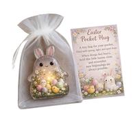 Biglietti di auguri pasquali commoventi con ciondolo a forma di lepre in acrilico, formato tascabile, per vacanze e famiglia