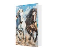 Biglietti di auguri per tutte le occasioni, con stampa artistica di cavalli che corrono, per compleanno, simpatia, Natale, ringraziamento, buste