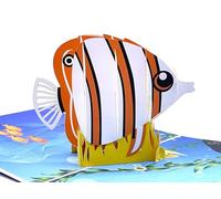 Biglietti di auguri pop-up - Esclusivi biglietti di auguri 3D a tema pesce per Natale o compleanni, perfetti per bambini e adulti, con forme di animali impressionanti