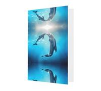 Biglietti di auguri rossi con buste, motivo racconto delfino bacio, biglietti vuoti, perfetti per compleanno, matrimonio, anniversario