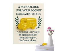 Biglietti di auguri tascabili per bambini, ispiratori 2D, motivo autobus scolastico, decorazione da scrivania, souvenir con scritta, per compleanno, Natale, festa di laurea, ragazza