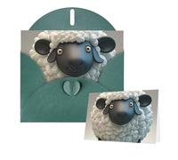 Biglietti di auguri vuoti con buste, 15,2 x 10,2 cm, motivo: pecore bianche e nere, pieghevoli, vuoti, biglietti di ringraziamento per vacanze e tutte le occasioni