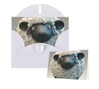 Biglietti di auguri vuoti con buste, 15,2 x 10,2 cm, motivo: pecore bianche e nere, pieghevoli, vuoti, biglietti di ringraziamento per vacanze e tutte le occasioni