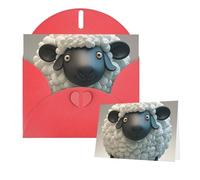 Biglietti di auguri vuoti con buste, 15,2 x 10,2 cm, motivo: pecore bianche e nere, pieghevoli, vuoti, biglietti di ringraziamento per vacanze e tutte le occasioni