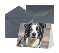 Biglietti di auguri vuoti con buste, 17,5 x 11,5 cm, pieghevoli, con motivo Border Collie, biglietti di invito per le vacanze