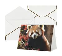 Biglietti di auguri vuoti con buste, 17,5 x 11,5 cm, pieghevoli, con panda rosso, biglietti di invito per le vacanze