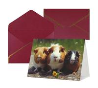 Biglietti di auguri vuoti con buste, 17,5 x 11,5 cm, pieghevoli, motivo: porcellini d'India, biglietti di invito divertenti per le vacanze