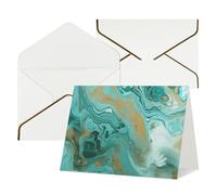 Biglietti di auguri vuoti con buste, 17,5 x 11,5 cm, pieghevoli Thinking Of You, color foglia di tè e oro marmo_76680264 Biglietti di invito per le vacanze