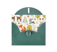 Biglietti di auguri vuoti con motivo animali del bosco, per compleanni, San Valentino, feste, matrimoni, 10 x 15 cm, con busta verde scuro