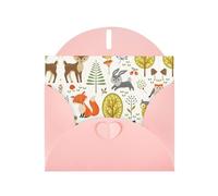 Biglietti di auguri vuoti con motivo animali del bosco, per compleanni, San Valentino, feste, matrimoni, 10 x 15 cm, busta rosa