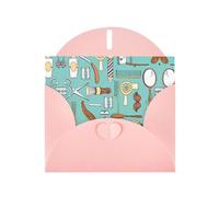 Biglietti di auguri vuoti con motivo barbiere per compleanni, San Valentino, feste, matrimoni, busta rosa da 10,2 x 15,2 cm