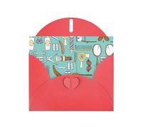 Biglietti di auguri vuoti con motivo barbiere per compleanni, San Valentino, feste, matrimoni, busta rossa da 10,2 x 15,2 cm