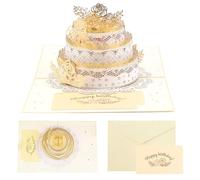 Biglietti di compleanno 3D - Biglietto di compleanno | Buono stampato Keepsak | Cancelleria da collezione | Biglietto di auguri a tre strati torta | Distintivo busta | Per moglie, madre, padre