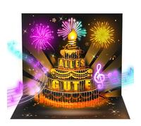 Biglietti di compleanno, 3D, pop-up pop-up, luci e musica e luce gonfiabile sulla torta di compleanno, biglietti di auguri, elegante regalo di compleanno per lei, per lui, mamma, nonna, moglie, marito