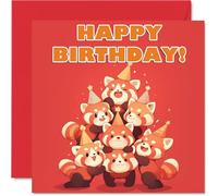 Biglietti di compleanno con animali lei con piramide di panda rosso feste mamma papà fratello sorella zia cugino amico famiglia collega 145mm biglietti di auguri