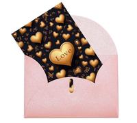 Biglietti di compleanno con buste Thinking of You, con cuore dorato e amore, biglietti di ringraziamento per matrimoni, biglietti di incoraggiamento, biglietti per appunti, con buste
