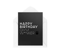 Biglietti di compleanno divertenti - Happy Birthday Gym W*nker - Biglietti divertenti per gli amici - Biglietto di coniglietto palestra - Biglietto di sollevamento pesi - Biglietto di compleanno -