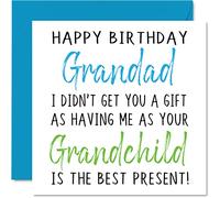 Biglietti di compleanno divertenti per nonno - Happy Birthday Grandad No Gift - Biglietto di compleanno da nipote regali di compleanno maleducati 145mm